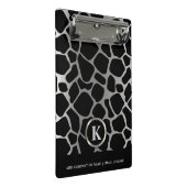 Monogram Silver en Black Giraffe Pattern Mini Klembord (Schuin)