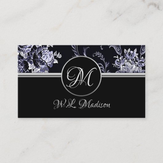 Monogram Silver Floral Visitekaartje (Voorkant)