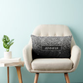 Monogram Silver Glam Glitter Sparkle Name Kussen (Stoel)