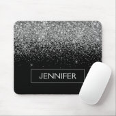 Monogram Silver Glam Glitter Sparkle Name Muismat (Met muis)