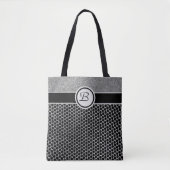 Monogram Silver Glitter en Black Mode Chic Draagtas (Voorkant)
