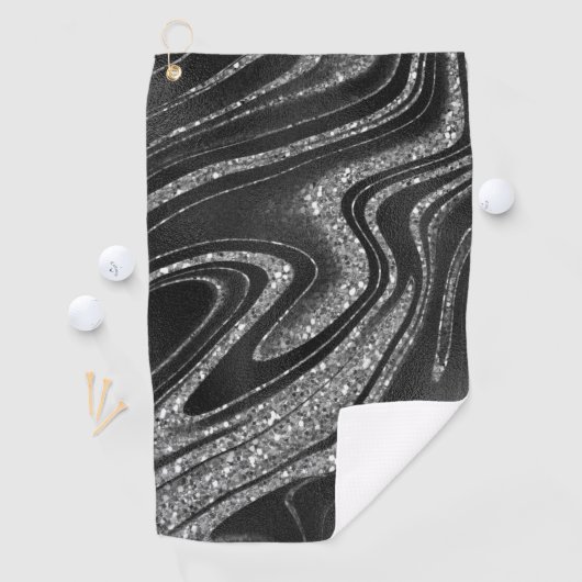 Monogram Silver Glitter Golfhanddoek (Insitu)