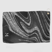Monogram Silver Glitter Golfhanddoek (Horizontaal)