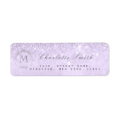 Monogram Silver Glitter Lavender RSVP Bridal Etiket (Voorkant)