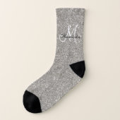 Monogram Silver Glitter Sparkle - Gepersonaliseerd Sokken (Links - buitenkant)