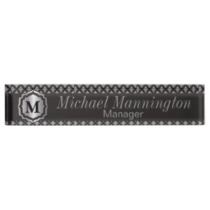 Monogram Silver Gray Pattern Naambordje