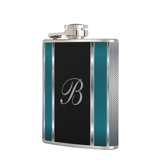 Monogram Silver Mesh en Donkere Blauwgroen kolf Heupfles (Links)