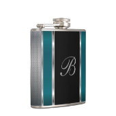 Monogram Silver Mesh en Donkere Blauwgroen kolf Heupfles (Rechts)