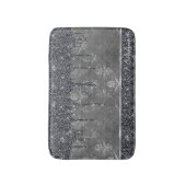 Monogram Silver Metallic Black Glitter Grey Damask Badmat (Voorkant Verticaal)