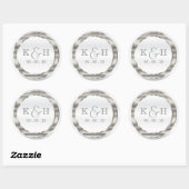 Monogram Silver Metallic Round Labels (Vel)