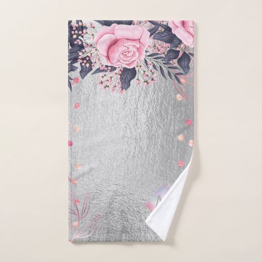 Monogram Silver Navy Rosegold Girly Newlyweds Cade (Serviette à main)