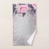 Monogram Silver Navy Rosegold Girly Passen getrouw Handdoek (Handdoek)