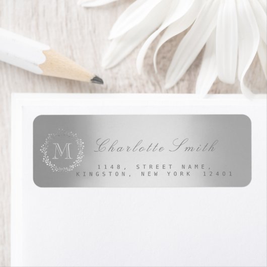 Monogram Silver Return Address Labels (Insitu)