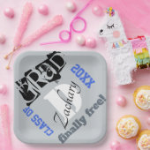 Monogram Silver Royal Blue Afstuderen Year Papieren Bordje (Feest)