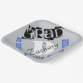 Monogram Silver Royal Blue Afstuderen Year Papieren Bordje (Gebogen)