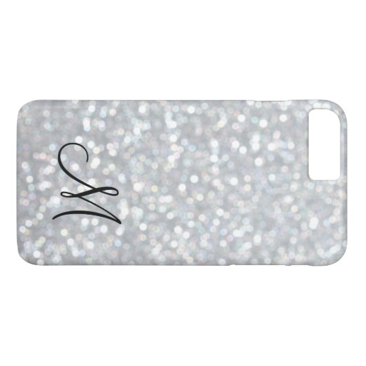 Monogram Silver Sparkle iPhone 7 Plus Coque (Dos (Horizontal))