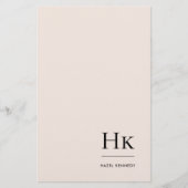Monogram Simple Blush Monogrammed Gepersonaliseerd Briefpapier (Voorkant)