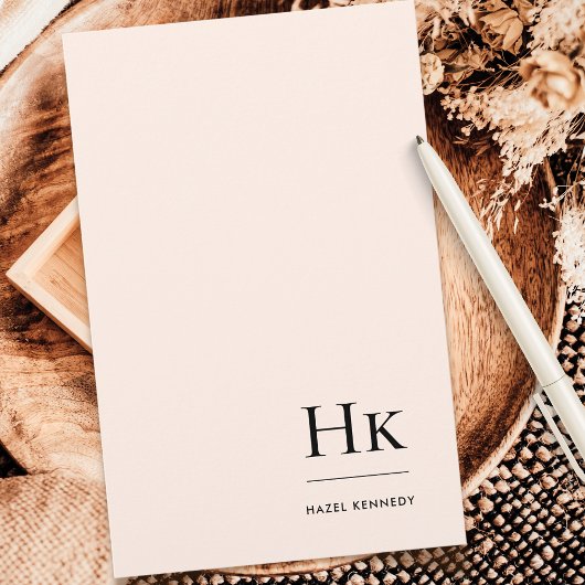 Monogram Simple Blush Monogrammed Gepersonaliseerd Briefpapier