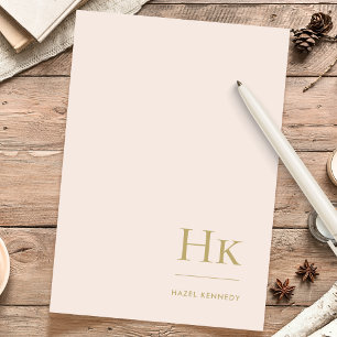 Monogram Simple Blush Pink gepersonaliseerd Briefpapier
