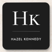 Monogram Simple Elegant Minimal Monogrammed Black  Bier Onderzetter (Voorkant)