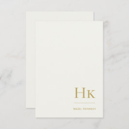 Monogram Simple Elegant Monogrammed Ivory and Gold Notitiekaartje