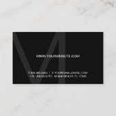 Monogram Simple Modern Minimalist Black Visitekaartje (Achterkant)