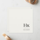 Monogram Simple Modern Monogrammed Ivory Notecard Notitiekaartje (Voorkant / Achterkant in situ)