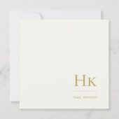 Monogram Simple Monogrammed Ivory Gold Notecard Notitiekaartje (Voorkant)