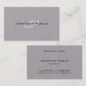 Monogram Simple Sjabloon Luxurous Premium Grey Visitekaartje (Voorkant / Achterkant)