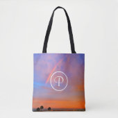 Monogram Sinaasappel Blauw Zonsondergang Regenboog Draagtas (Voorkant)