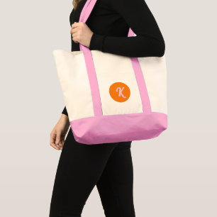 Monogram sinaasappel en roze tote bag
