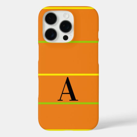 Monogram Sinaasappel Groene Strepen Case-Mate iPhone Case (Achterkant)