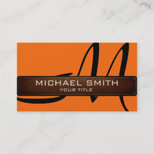 Monogram Sinaasappel Modern Leather Look Visitekaartje