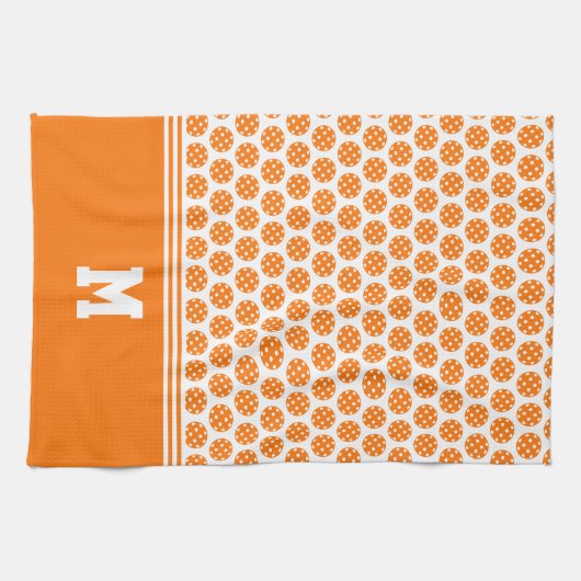 Monogram Sinaasappel Pickleball Pattern Theedoek (Horizontaal)