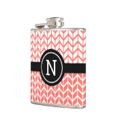 Monogram Sinaasappel Wit Chevron Patroon Vet Moder Heupfles (Links)