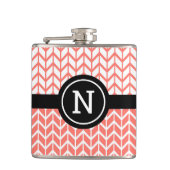 Monogram Sinaasappel Wit Chevron Patroon Vet Moder Heupfles (Voorkant)