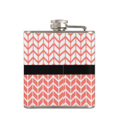 Monogram Sinaasappel Wit Chevron Patroon Vet Moder Heupfles (Achterkant)