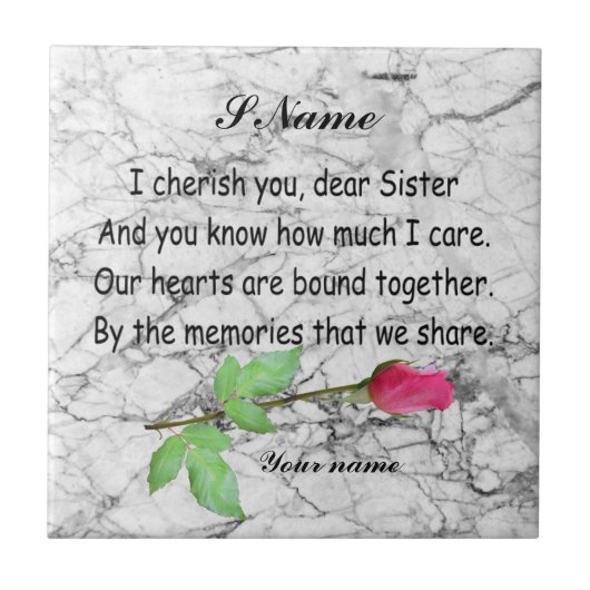 MONOGRAM SISTER QUOTE TEGELTJE (Voorkant)