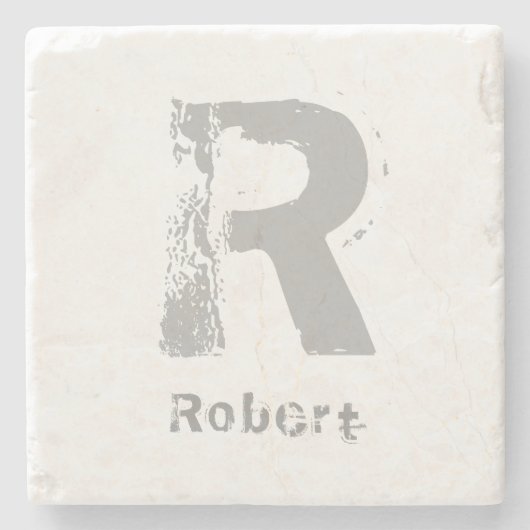 Monogram Sjabloon Elegant design letter marmeren t Stenen Onderzetter (Voorkant)