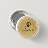 Monogram Sjabloon Elegant Faux Gold Glitter Ronde Button 3,2 Cm (Voorkant /achterkant)