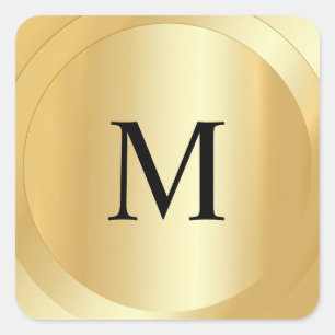 Monogram Sjabloon Faux Gold Custom Modern Vierkante Sticker
