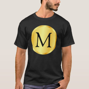 Monogram Sjabloon Faux Gold Elegant Black Trendy T-shirt