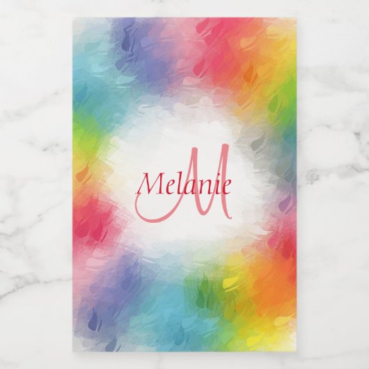 Monogram Sjabloon Geel Oranje Blauw Groen Roze Voedselcontainer Etiket (Enkel label)