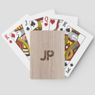 Monogram Sjabloon Moderne Elegant Wood Plank Pokerkaarten