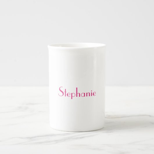 Monogram Sjabloon Roze Custom Name Gift 2023 Porselein Kop (Voorkant)