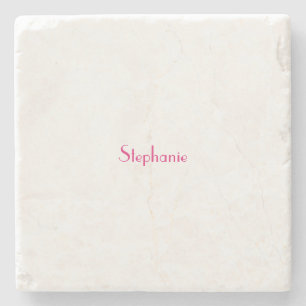 Monogram Sjabloon Roze Custom Name Gift 2023 Stenen Onderzetter