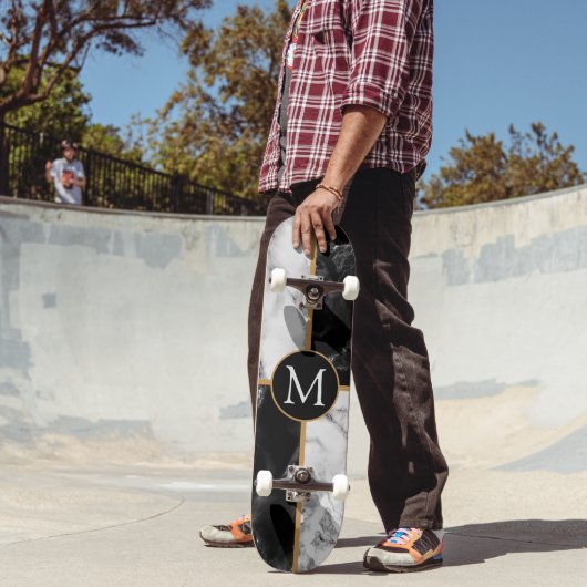 Monogram skateboard - Black White Check Marble (Buiten 2)