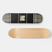 Monogram skateboard met golven op zwart (Horizontaal)