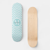 Monogram Skateboard | Pastel Blue Green Chevron (Voorkant)