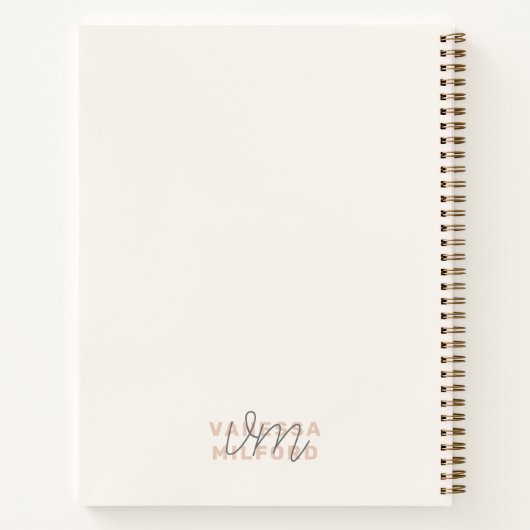 Monogram Sketchbook | Ivory Cream Modern Elegant Notitieboek (Achterkant)